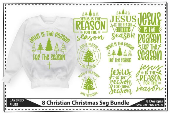 8 Christian Christmas SVG Bundle for T-Shirt Designs & Blog Graphics