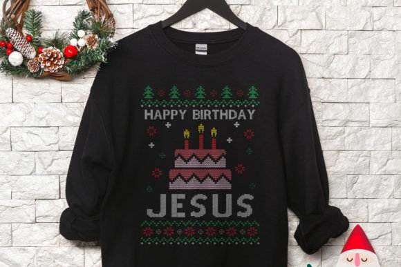 Happy Birthday Jesus Ugly Sweater T-Shirt Designs
