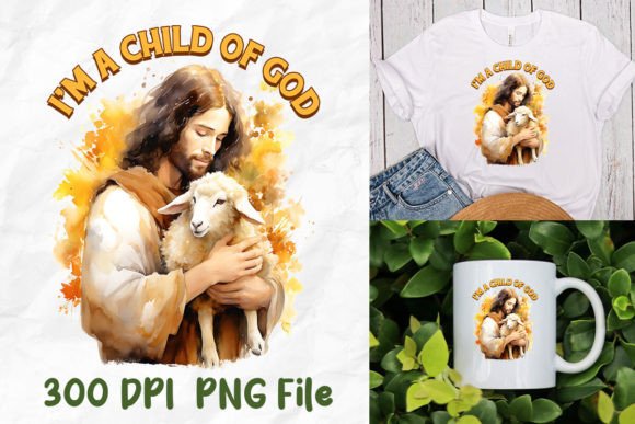 I m a Child of God Jesus Sheep Hug: T-Shirt Designs
