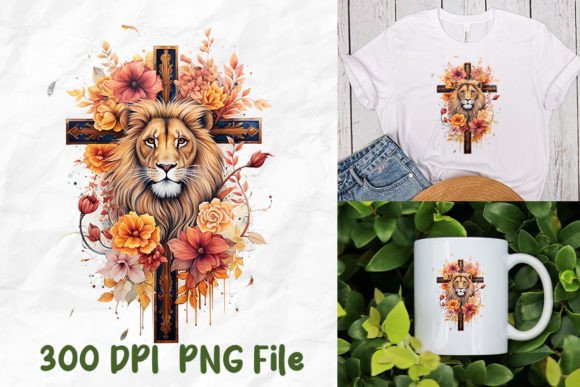 Jesus Christ Cross Lion Strong Fall Vibe T-Shirt Designs