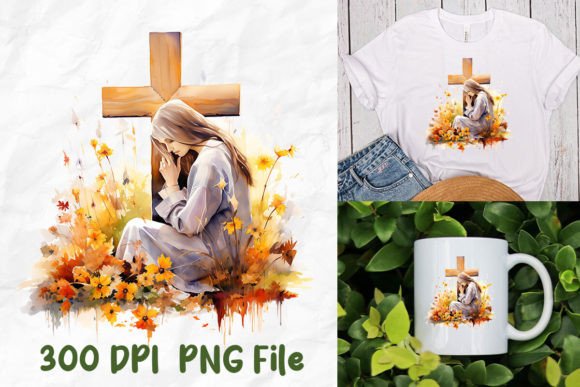 Jesus Christ Girl Prayer Cross Fall Leaf Design Review