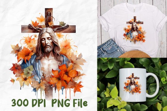 Jesus Christ on Christian Cross Fall T-Shirt Designs