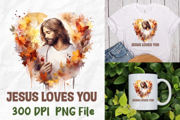Jesus Loves You God Hug Fall Autumn Fall T-Shirt Designs