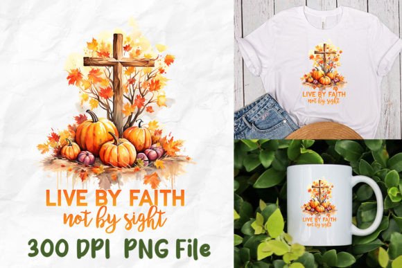 Live by Faith Not by Sight Jesus Pumpkin for T-Shirt Designs